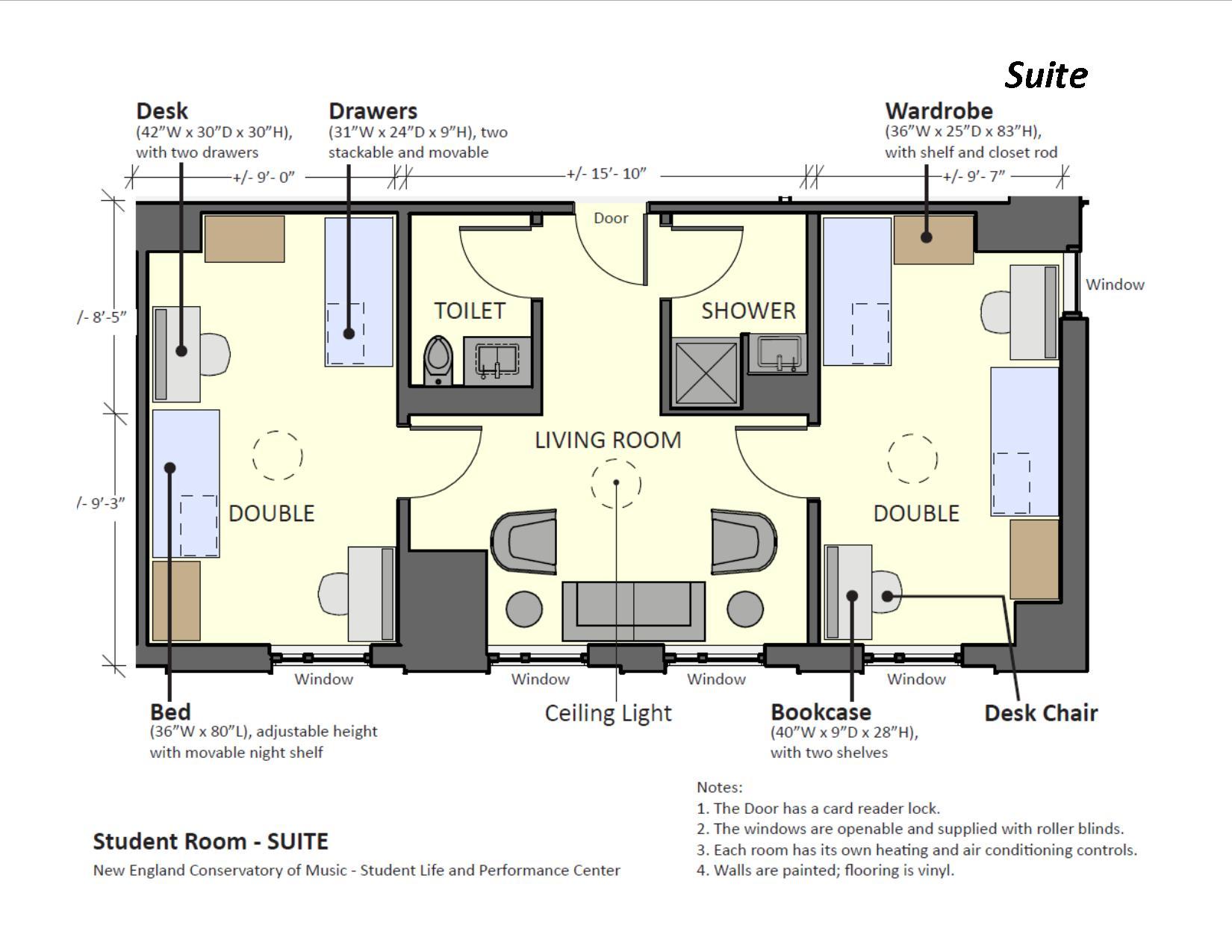 Sample Residence Room Layouts | New England Conservatory